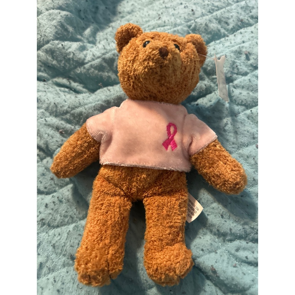 Avon Breast Cancer Crusade Teddy Bear Pink Ribbon Shirt Brown Plush NWT